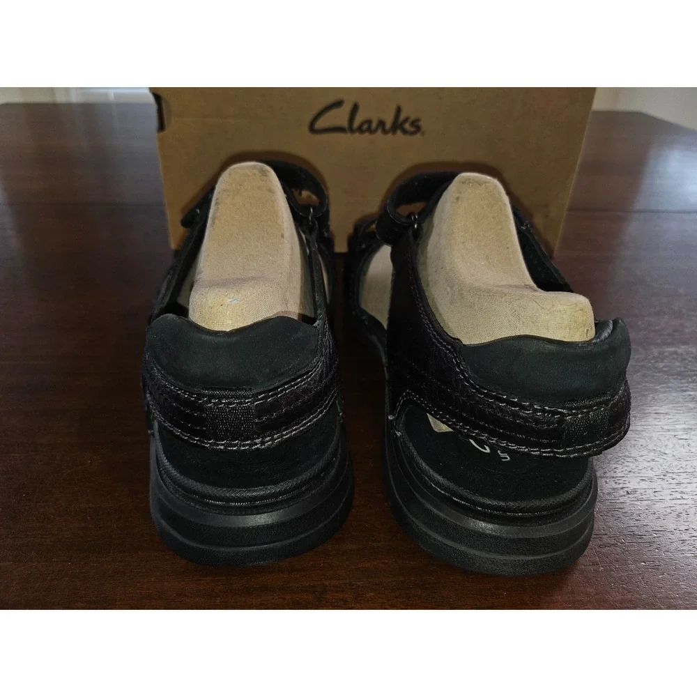 Clarks Nature Trek Black Nubuck‎ Leather Casual Sandal 59760 Men's 10 M
